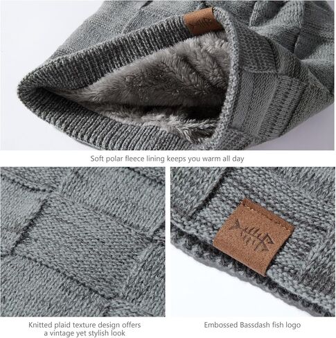 BASSDASH Winter Slouchy Beanies Thick Fleece Lined Skull Cap for Men Women Warm Knitting Hat in Kuwait