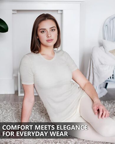 MERIGREENY Women's 100% Merino Wool T Shirts, Lightweight Base Layer, Anti-Odor Athletic Casual Tops for Running Hiking Gym, Light Grey, M in Saudi Arabia