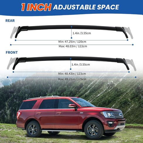قضبان متقاطعة لرف السقف 220 رطل متوافقة مع Ford Explorer 2016 2017 2018 2019، جميع ملحقات القضبان المتقاطعة المصنوعة من الألومنيوم مناسبة لقضبان السقف على السطح وسلة البضائع وحقيبة الأمتعة ودراجة الكاياك in Kuwait