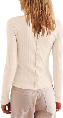 LAMISSCHE Womens Ribbed Cardigan Long Sleeve Button Down Shirts Lightweight Stretchy Pullover Tunic Tops in Saudi Arabia