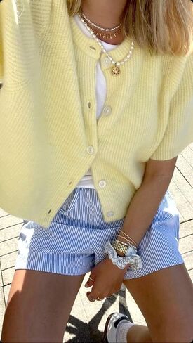 Women Short Sleeve Button Down Cropped Cardigan Sweater T-Shirts Y2k Girls Knit Pullover Crop Tops Fall Clothes in Saudi Arabia