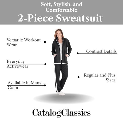 CATALOG CLASSICS Womens Sweat Suits 2 Piece Set Jogger Track Suits for Women Set in Saudi Arabia