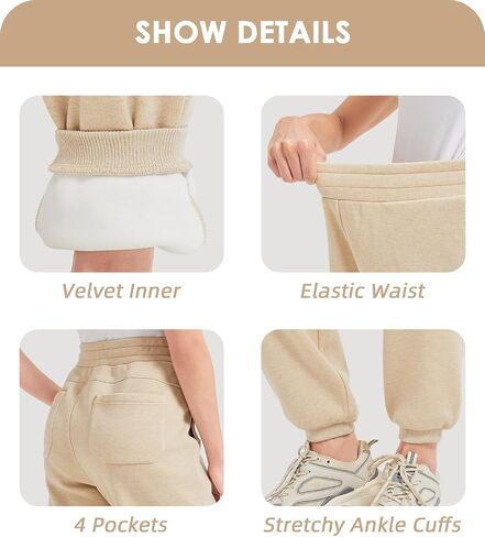 Womens Fleece Lined Sweatpants High Waisted Casual Baggy Sweatpants with Pockets Winter Thermal Jogger Pants in Saudi Arabia