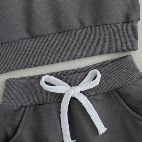Kupretty Toddler Baby Boy Fall Winter Clothes Color Block Long Sleeve Sweatshirt Pullover Tops + Joggers Pants Outfit Set in Saudi Arabia