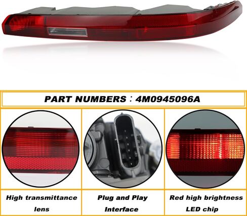 Rear Bumper Brake Tail Light Kit Compatible with Audi Q7 SUV 2016-2023 Right Passenger Side Lower Rear Tail Fog Lamp Replace (Right Passenger Side) in Kuwait