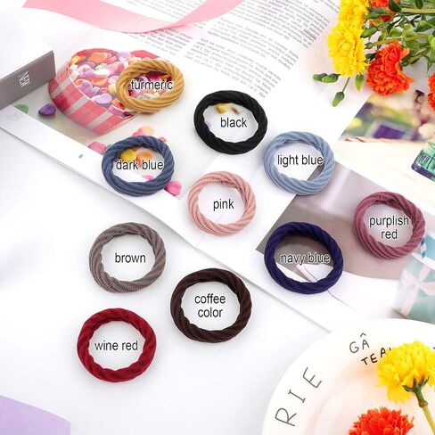 WILLBOND 60 Pieces Seamless Hair Ties, Cotton No Crease Hair Band for Women,girl,thick Heavy and Curly Hair,lightweight Highly Elastic,4 Styles (Mixed Color) in Saudi Arabia
