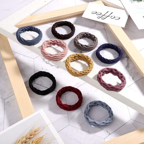 WILLBOND 60 Pieces Seamless Hair Ties, Cotton No Crease Hair Band for Women,girl,thick Heavy and Curly Hair,lightweight Highly Elastic,4 Styles (Mixed Color) in Saudi Arabia