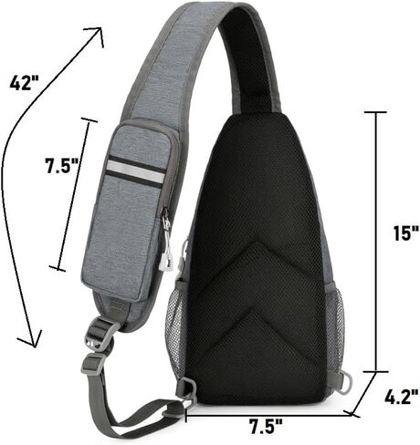 Sling Bag Sling Backpack Small Multipurpose Crossbody Shoulder Bag Daypack with Strap Phone Pouch for Hiking Travel (Gray) in Saudi Arabia