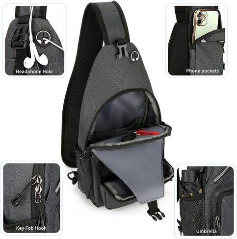 Sling Bag Sling Backpack Small Multipurpose Crossbody Shoulder Bag Daypack with Strap Phone Pouch for Hiking Travel (Gray) in Saudi Arabia