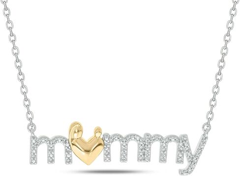 هدايا عيد ميلاد الأم من كالي تروف | قلادة من الفضة الإسترليني عيار 925 للنساء | 1/10cttw قلادة الماس الأبيض للنساء | قلادة بقلادة "الأم" هدية لها | مجوهرات الأزياء للنساء in Kuwait