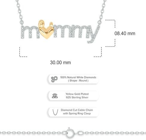 هدايا عيد ميلاد الأم من كالي تروف | قلادة من الفضة الإسترليني عيار 925 للنساء | 1/10cttw قلادة الماس الأبيض للنساء | قلادة بقلادة "الأم" هدية لها | مجوهرات الأزياء للنساء in Kuwait