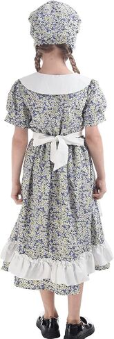 FCCAM Pioneer Dresses for Girls Colonial Dress Costume Short Sleeve Prairie Dresses with Apron in Kuwait
