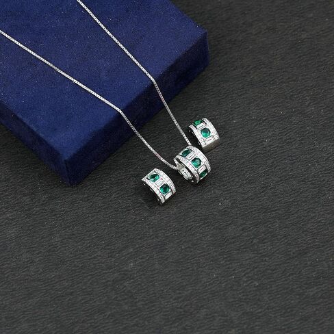 قام مختبر NW المعتمد بإنشاء مجموعة مجوهرات من الألماس والزمرد | طقم قلادة حلق الزمرد من الفضة المطلية بالذهب | جودة AAAA (جاهزة للهدايا) in Kuwait