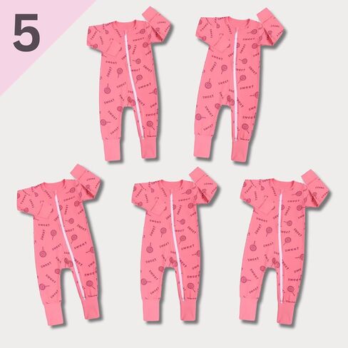 Cotton Bodysuits and Sleepers, Baby Bodysuit, Cotton Sleepers - Pack of 5 in Saudi Arabia
