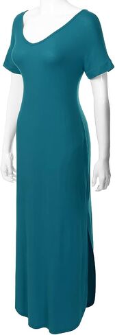 Women's Short Sleeve Loose Split Long Maxi Dress with Pockets (XS-XXL) in Saudi Arabia