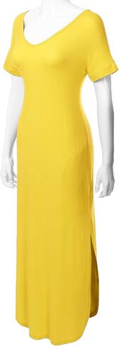 Women's Short Sleeve Loose Split Long Maxi Dress with Pockets (XS-XXL) in Saudi Arabia