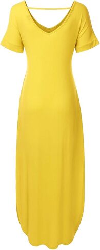 Women's Short Sleeve Loose Split Long Maxi Dress with Pockets (XS-XXL) in Saudi Arabia