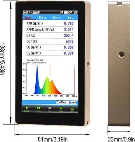 Spectrometer PPFD Meter PAR Quantum Meter with Wireless Remote Measurement-LED Grow Lights Full Spectrum for Precision Color Control & Interpretation-Ideal for Home, Engineering Lab & Industrial Use in Saudi Arabia