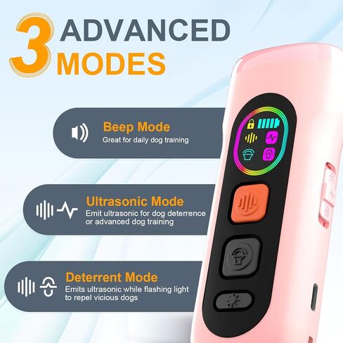 Dog Bark Deterrent Devices, Anti Barking Device for Dogs Barking Silencer Dog Whistle Up to 50ft Stops Bad Behavior Dog Training Tool, 3 Modes & LED Light Ultrasonic Dog Trainer Indoor Outdoor in Saudi Arabia