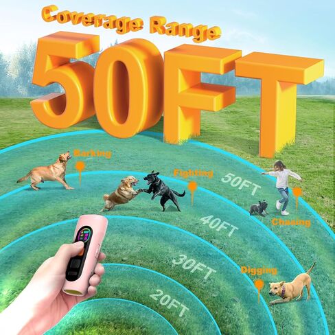 Dog Bark Deterrent Devices, Anti Barking Device for Dogs Barking Silencer Dog Whistle Up to 50ft Stops Bad Behavior Dog Training Tool, 3 Modes & LED Light Ultrasonic Dog Trainer Indoor Outdoor in Saudi Arabia