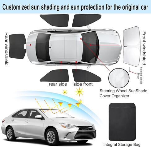 6 قطع YYCKE ظلال نافذة لكامري 2012-2017 لملحقات تويوتا جانبية كاملة للزجاج الأمامي وظل الشمس والأشعة فوق البنفسجية وحماية الخصوصية للتخييم والقيلولة والاسترخاء in Kuwait