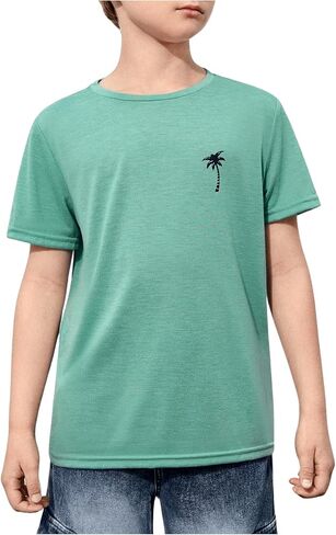 Boy's Tropical Graphic Casual Summer Tee Shirt Crew Neck Short Sleeve Simple T Shirts in Saudi Arabia