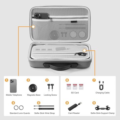 حقيبة حمل Tomat لجهاز Insta360 X4، حقيبة حماية محمولة للتخزين من البولي يوريثان، حقيبة سفر لملحقات Insta360 X4 بسعة كبيرة in Kuwait