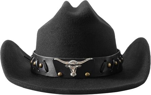 Lanzom Cowboy Hat for Women and Men with Shapeable Wide Brim Felt Western Hats for Cowboys and Cowgirls in Saudi Arabia