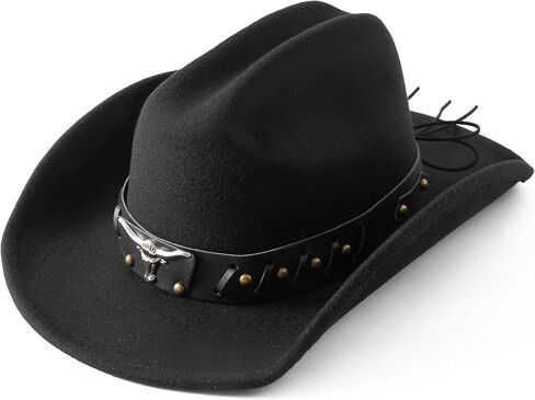 Lanzom Cowboy Hat for Women and Men with Shapeable Wide Brim Felt Western Hats for Cowboys and Cowgirls in Saudi Arabia