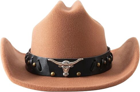 Lanzom Cowboy Hat for Women and Men with Shapeable Wide Brim Felt Western Hats for Cowboys and Cowgirls in Saudi Arabia