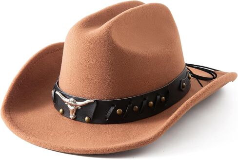 Lanzom Cowboy Hat for Women and Men with Shapeable Wide Brim Felt Western Hats for Cowboys and Cowgirls in Saudi Arabia