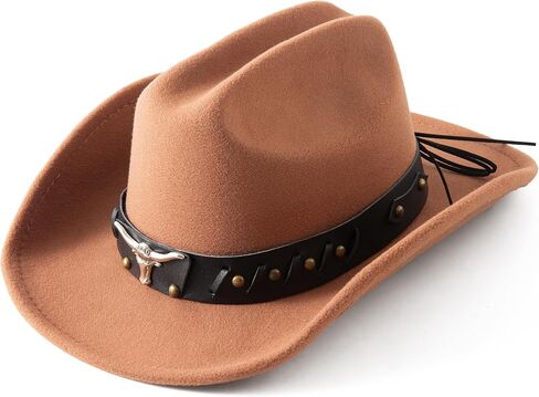 Lanzom Cowboy Hat for Women and Men with Shapeable Wide Brim Felt Western Hats for Cowboys and Cowgirls in Saudi Arabia