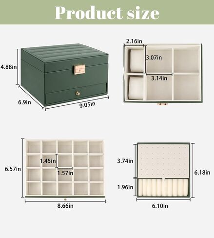 Jewelry Box for Women Girls, 3 Layers Large Jewelry Organizer Storage Case with Lock,Travel Jewelry Organizer Box Display for Ideal Gift Earring Necklace Bracelet Ring Watches in Saudi Arabia