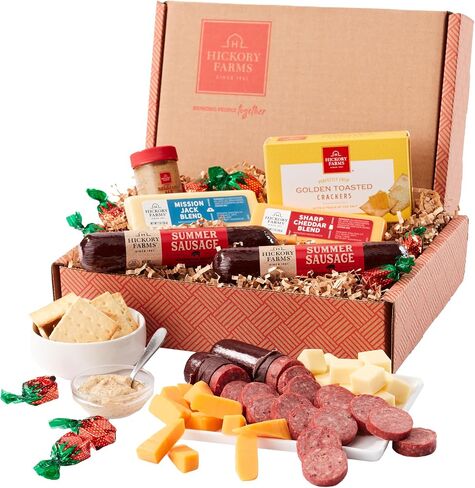 Hickory Farms Farmhouse Sausage & Cheese Medium Gift Box | Gourmet Food Gift Basket, Perfect For Family, Birthday, Sympathy, Congratulations Gifts, Retirement, Thinking of You, Business Gifts in Saudi Arabia