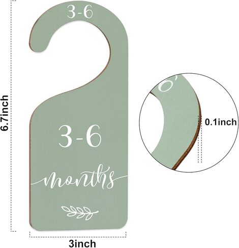 Whaline 7pcs Baby Closet Size Dividers Wooden Baby Wardrobe Hanger Organizer from Newborn to 24 Month with Blue Velvet Bag Leaves Design Thicken Infant Wardrobe Organizer for Home Nursery Baby Clothes in Kuwait