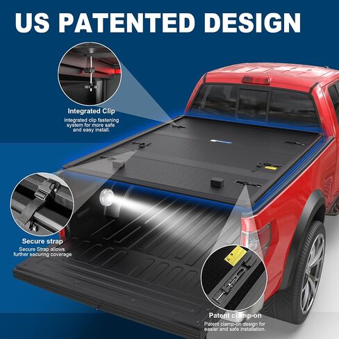 MOSTPLUS Fiberglass Tri Fold Hard Truck Bed Tonneau Cover Compatible with 1982-2011 Ford Ranger Long Bed On Top (6 FT Feed Bed) 4 Fold Aluminum Bed in Saudi Arabia