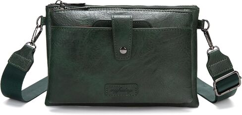 myfriday Vintage Leather Camera Crossbody Bag for Women, Stylish Two Layer Shoulder Bag Purse with Removable Card Slots in Kuwait