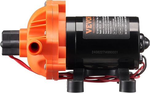 VEVOR Water Diaphragm Pump, 12V DC, 5.5 GPM Flow, 70 PSI Rated Pressure (40-100 PSI Adjustable), 1/2" MNPT Self Priming Sprayer Pump with Pressure Switch for Car Washing, Agricultural Irrigation in Saudi Arabia