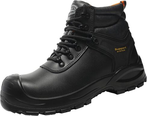 Black Work Boots for Men Composite Toe Non Slip Comfortable Leather Waterproof Lightweight Industrial Construction Safety Boots in Saudi Arabia