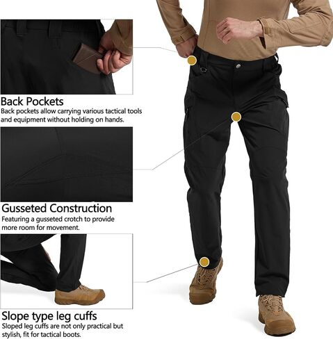 Men's Quick Dry Tactical Pants Water Resistant Cargo Pants Stretch Lightweight Outdoor Work Hiking Pants in Saudi Arabia