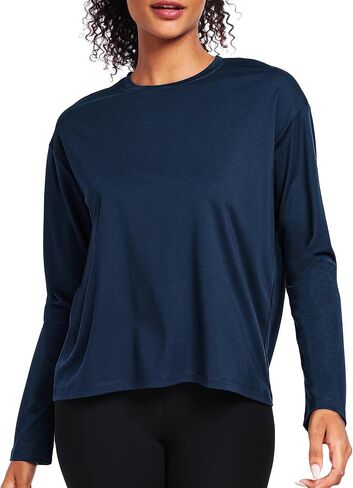 Long Sleeve Workout Tops for Women Athletic Crewneck Hiking Shirt Loose Fit Casual Tops in Saudi Arabia