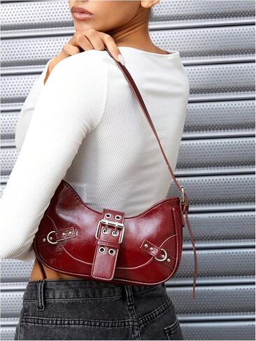 Floerns Women's Y2k Shoulder Bag Rivet Adjustable Straps Hobo Bag Punk Crossbody Purse in Kuwait