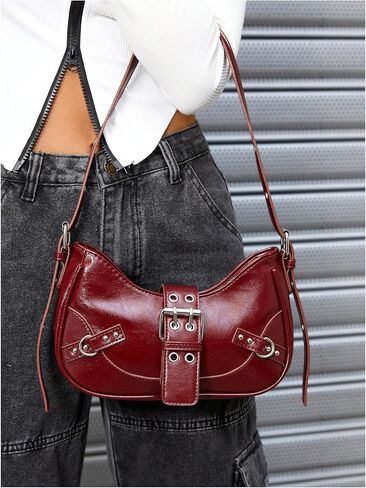 Floerns Women's Y2k Shoulder Bag Rivet Adjustable Straps Hobo Bag Punk Crossbody Purse in Kuwait