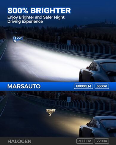 Marsauto H13/9008 LED Bulbs, 36,000LM, Dual Beam, Canbus Ready, Plug-N-Play, H13 Fog Light, 𝟖𝟎𝟎% 𝐒𝐮𝐩𝐞𝐫 𝐁𝐫𝐢𝐠𝐡𝐭𝐞𝐫, Long Lifespan, Pack of 2 in Saudi Arabia