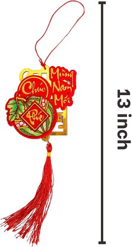 5 قطع من زخارف السنة الفيتنامية الجديدة على شكل عقدة من الحلي المعلقة الحمراء - ديكورات TET 2025 - ديكورات المنزل/المكتب للعام القمري الجديد - Do Trang Tri TET - TET تحيات ورغبات هادفة in Kuwait
