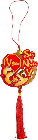 5 قطع من زخارف السنة الفيتنامية الجديدة على شكل عقدة من الحلي المعلقة الحمراء - ديكورات TET 2025 - ديكورات المنزل/المكتب للعام القمري الجديد - Do Trang Tri TET - TET تحيات ورغبات هادفة in Kuwait