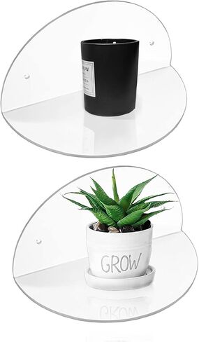 ROYALITA Small Acrylic Shelves Room Decor Floating Shelves (2-Pack, 8-inch Diameter) - Wall Mounted Display Stand for Plants, Toys, Makeup, and More - Ideal for Home and Office, Orange in Saudi Arabia