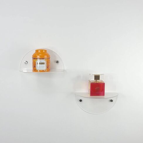 ROYALITA Small Acrylic Shelves Room Decor Floating Shelves (2-Pack, 8-inch Diameter) - Wall Mounted Display Stand for Plants, Toys, Makeup, and More - Ideal for Home and Office, Orange in Saudi Arabia