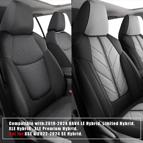 LINGVIDO Full Set Car Seat Covers Custom fit Toyota RAV 4 Hybrid LE XLE Limited 2019 2020 2021 2022 2023 2024 Waterproof Faux Leather Automotive Seat Cover in Saudi Arabia