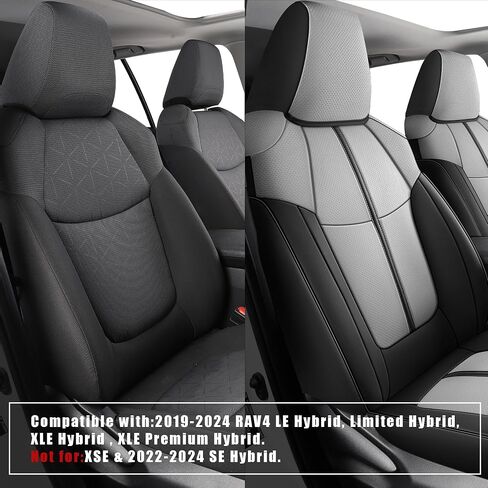 LINGVIDO Full Set Car Seat Covers Custom fit Toyota RAV 4 Hybrid LE XLE Limited 2019 2020 2021 2022 2023 2024 Waterproof Faux Leather Automotive Seat Cover in Saudi Arabia
